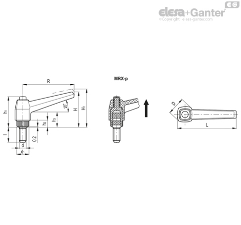 MRX-p Adjustable handles Zinc-plated steel threaded stud